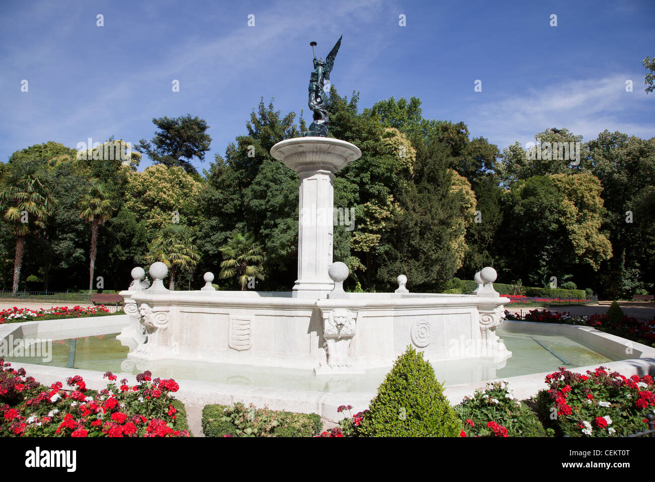 L'Espagne, Valladolid, jardins botaniques, Fontaine Banque D'Images