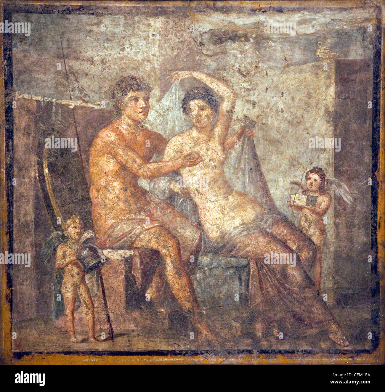 Italie, Naples, Naples, Musée de Pompéi, maison de Meleager (VI 9, 2.13), Arès et Aphrodite Banque D'Images