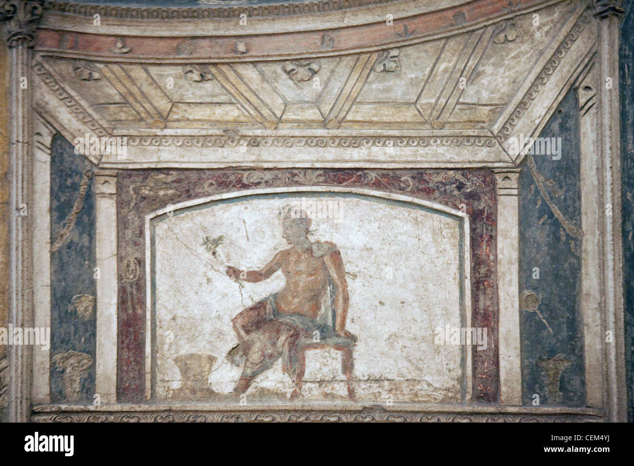 Italie, Naples, Naples, Musée de Pompéi, maison de Meleager (VI 9), le stuc Policromo (polychrome) Banque D'Images