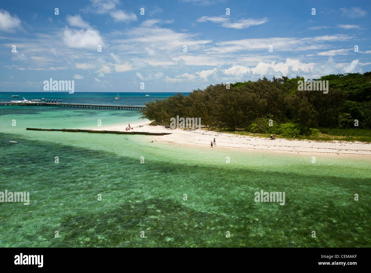Vue aérienne de l'Île Green - un Coral Cay près de Cairns. Grande Barrière de Corail, Queensland, Australie Banque D'Images