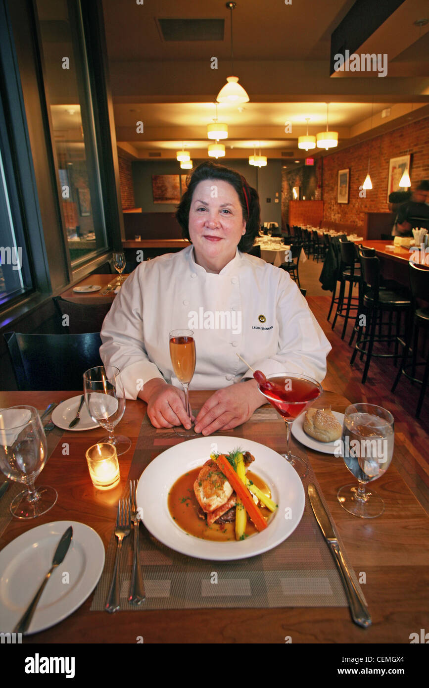 Chef Laura Brennan au restaurant Caffe Umbra dans le South End Washington Street à Boston ma Banque D'Images