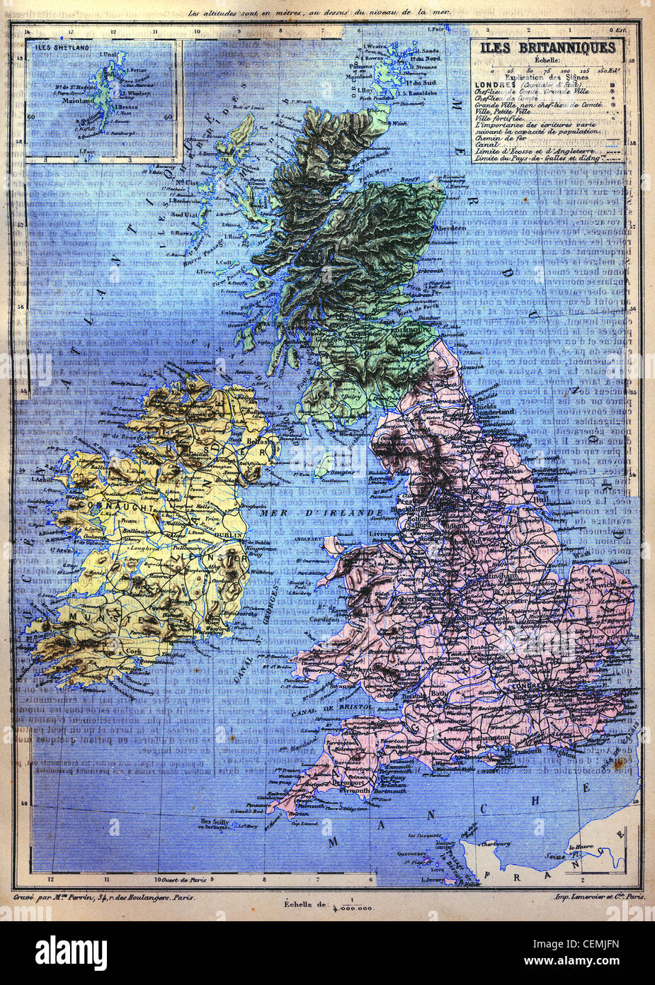 La carte des îles britanniques avec des signes et leur explication Photo Stock Alamy