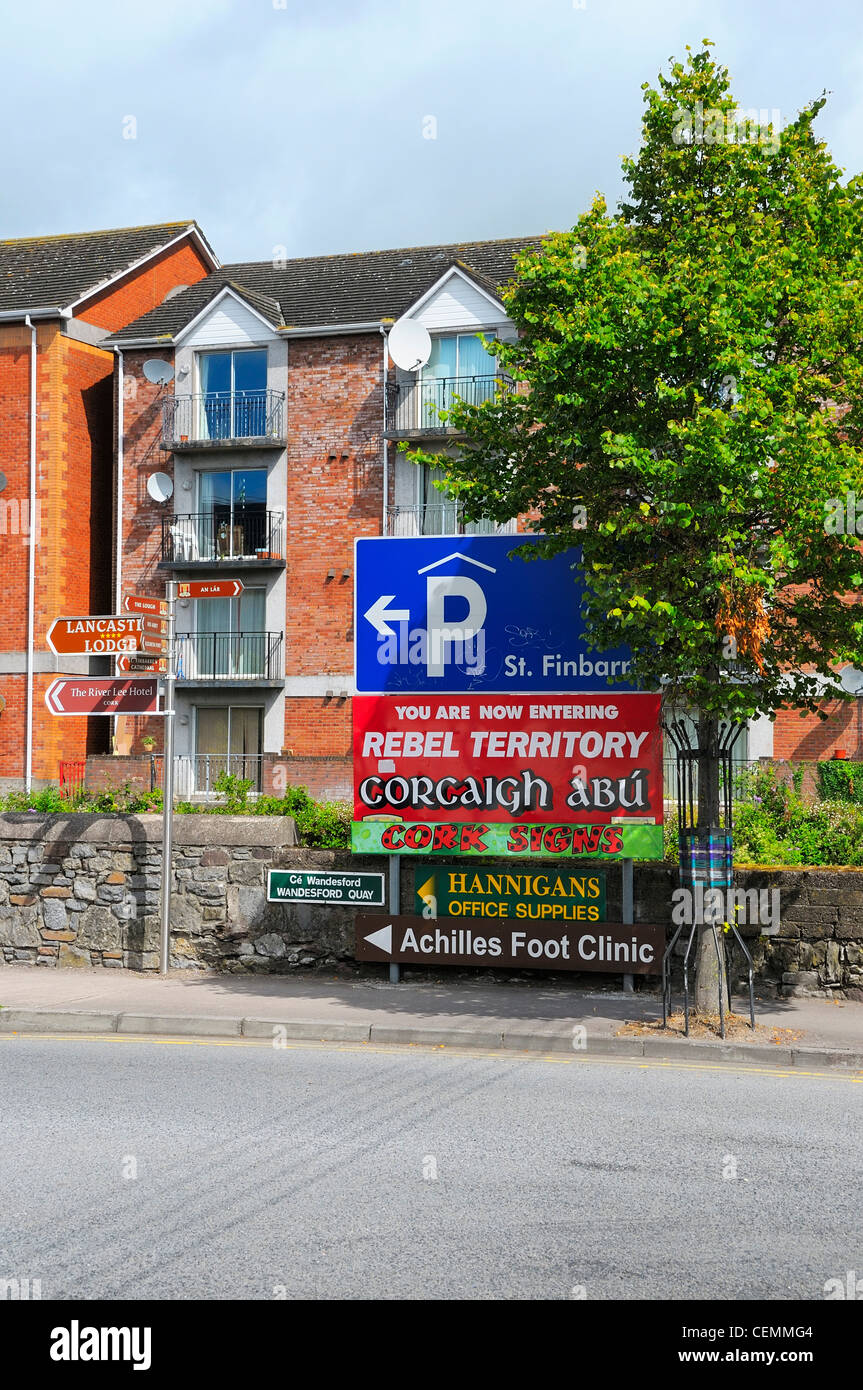 Chante à une intersection sur la Wandesford Quay, Cork, comté de Cork, Irlande. Banque D'Images