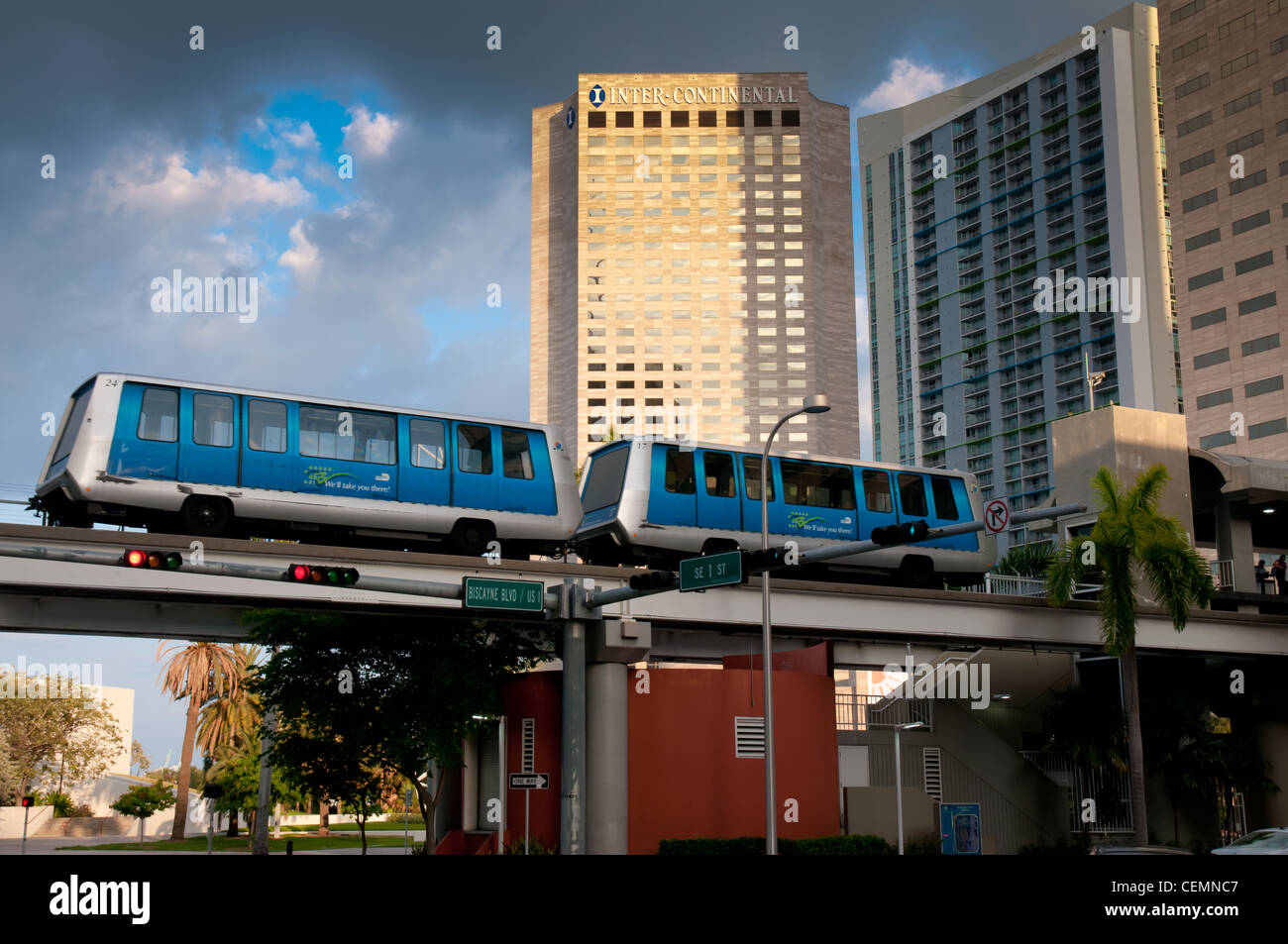 Rail bus vide à Miami Banque D'Images