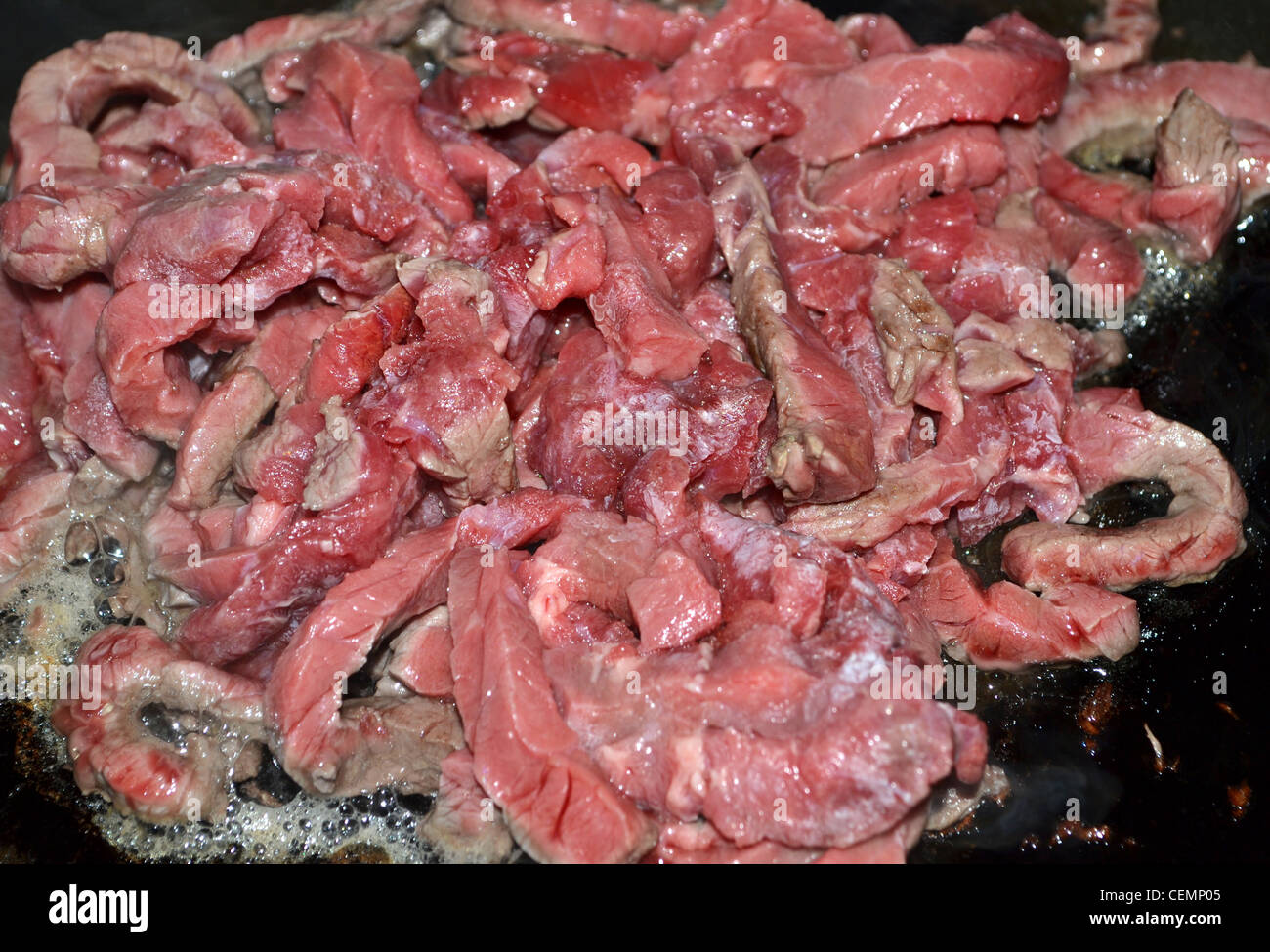 Cuisine sauté de boeuf à frire Banque D'Images