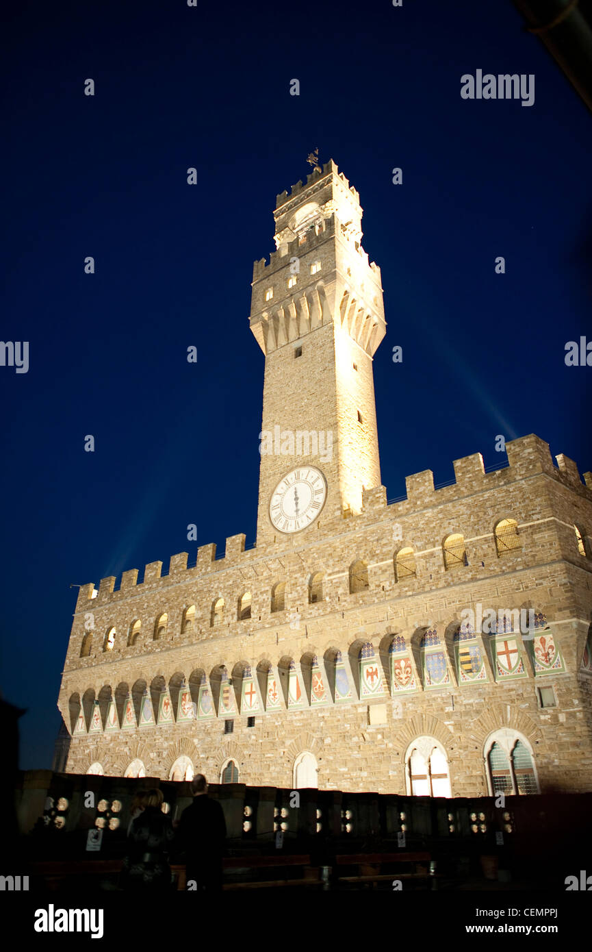 Tour de l'horloge Uffizi, Florence, Italie Banque D'Images