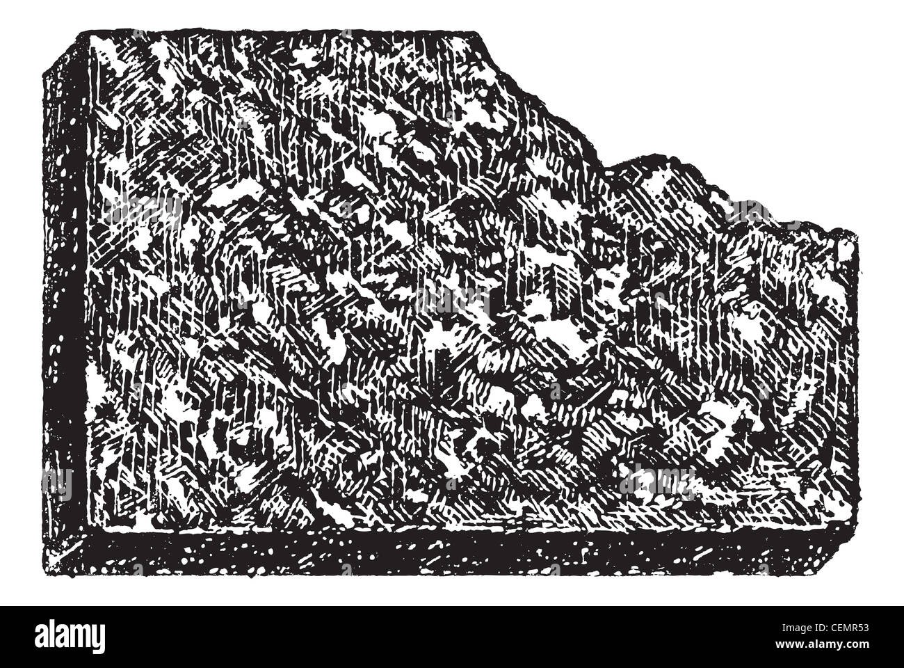 Illustration gravée vintage, porphyre porphyre. une variété de roches ignées composées de grands cristaux fins. dictionnaire des mots et des choses - larive et Fleury - 1895. Banque D'Images