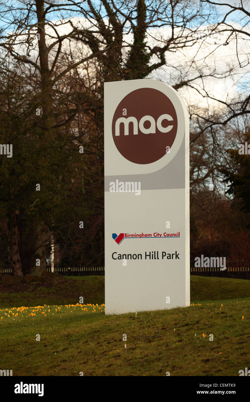 Signer pour le MAC (ou Mac) Midlands Arts Centre, Edgbaston Birmingham UK Banque D'Images