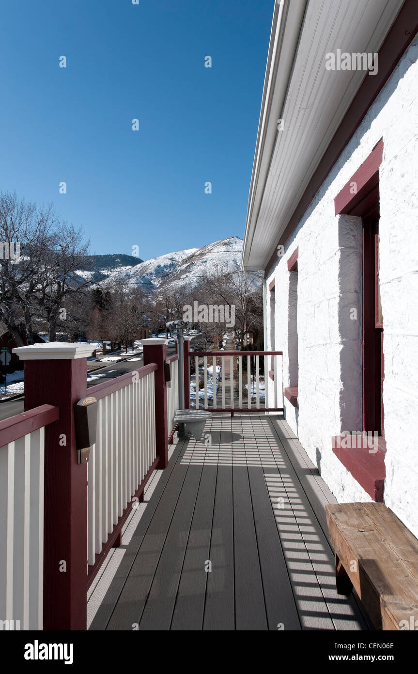 Balcon, Maison-musée d'Astor, Golden, Colorado. Banque D'Images