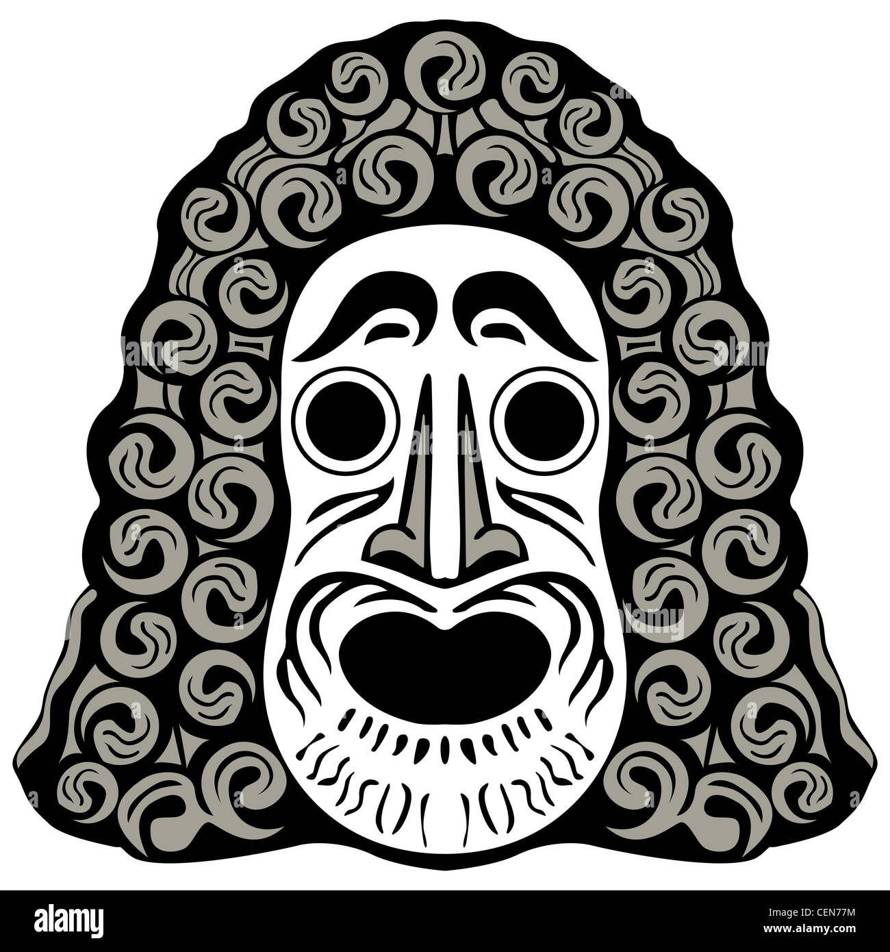 Chef de Tribu contre fond blanc ; abstract vector art illustration Banque D'Images