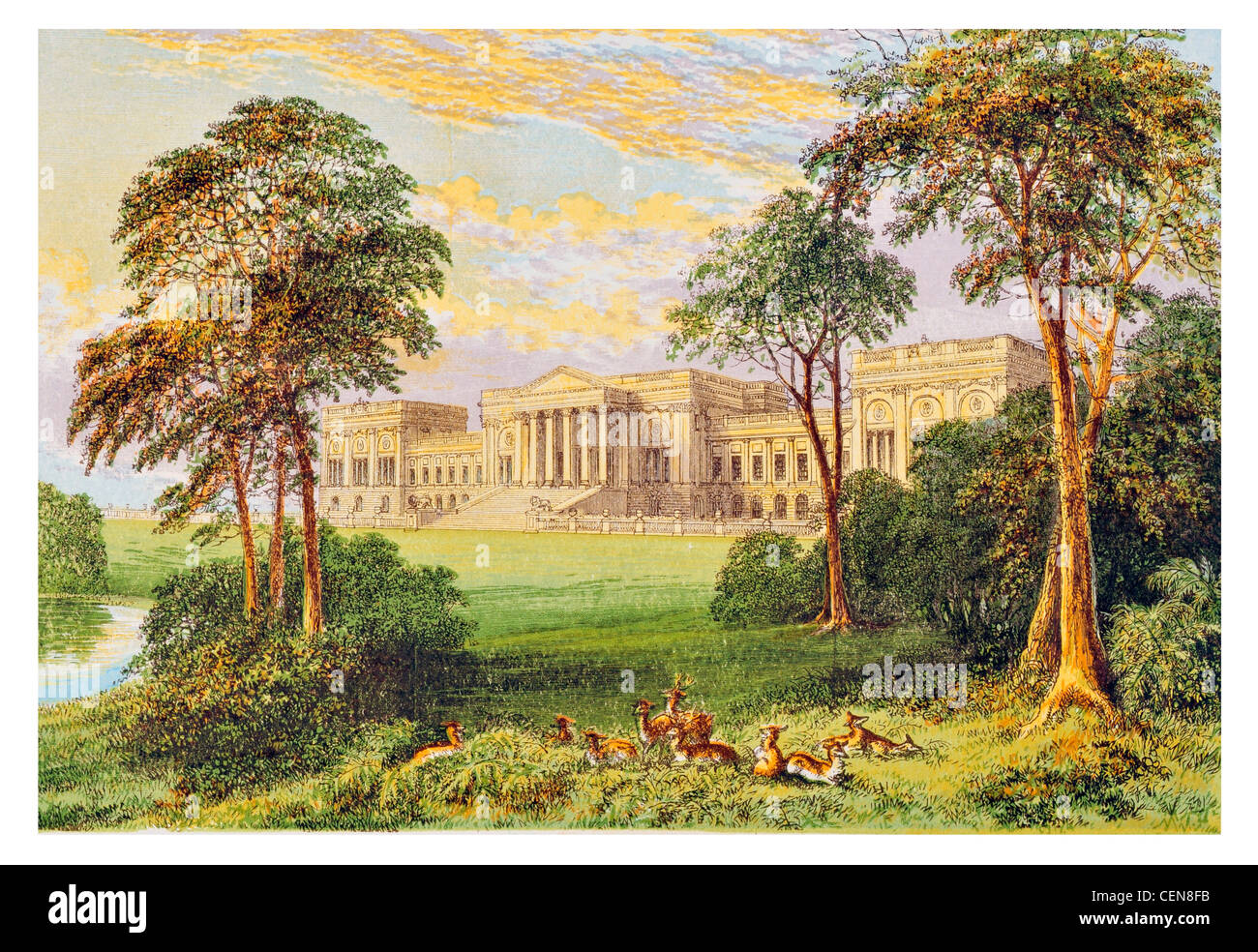 Stowe House Angleterre Buckingham House pays classé Grade I Deer Park UK Manor Banque D'Images