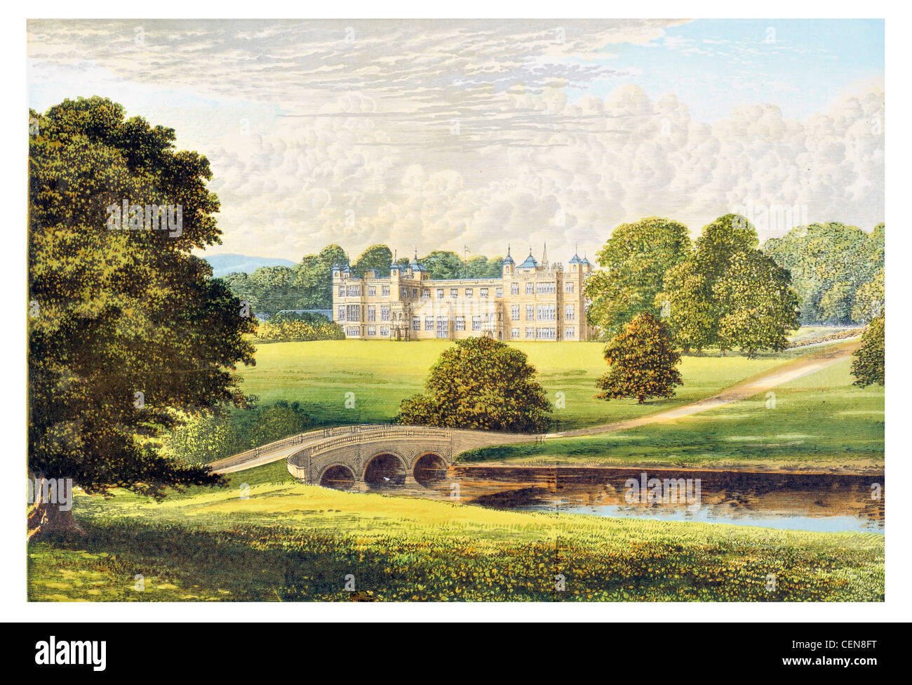 Audley End House Essex Angleterre Cambridge UK Jacobin palais pont rivière Cam parc Capability Brown Banque D'Images