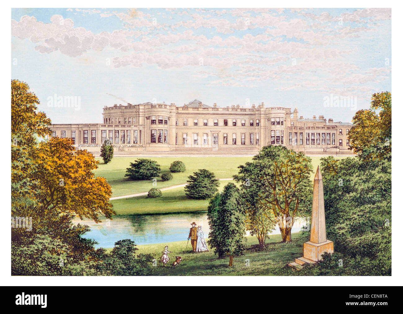 Wynyard Park Hall Country House County Durham Angleterre Vane Philip Wyatt Obélisque Tempest Jardins de la rivière Banque D'Images