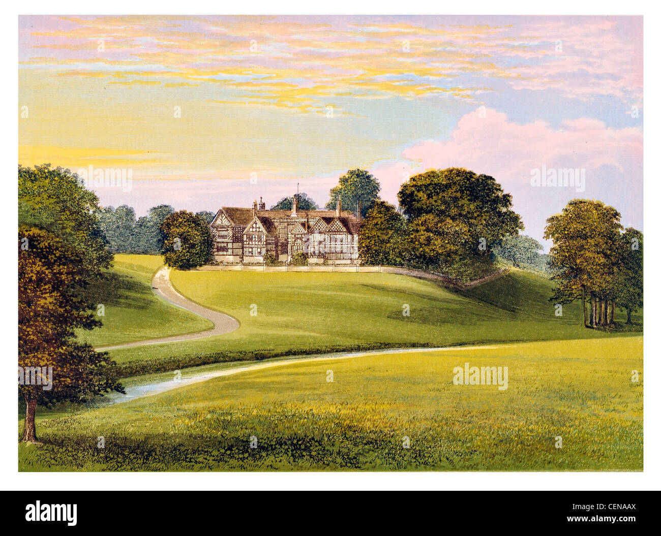Bramall Hall manoir Tudor Stockport Greater Manchester Angleterre musée charpente en bois du lac parc paysagé Banque D'Images