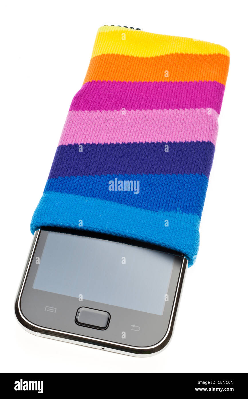 Chaussette pour téléphone mobile couleur rayé Photo Stock - Alamy