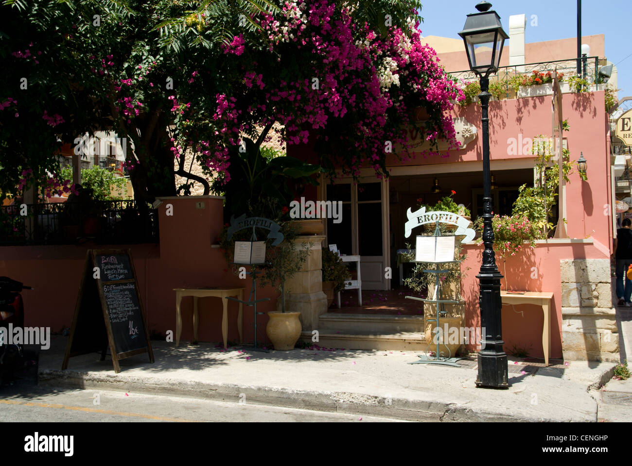 Taverna rethymnon vieille ville de Crète, Grèce Banque D'Images