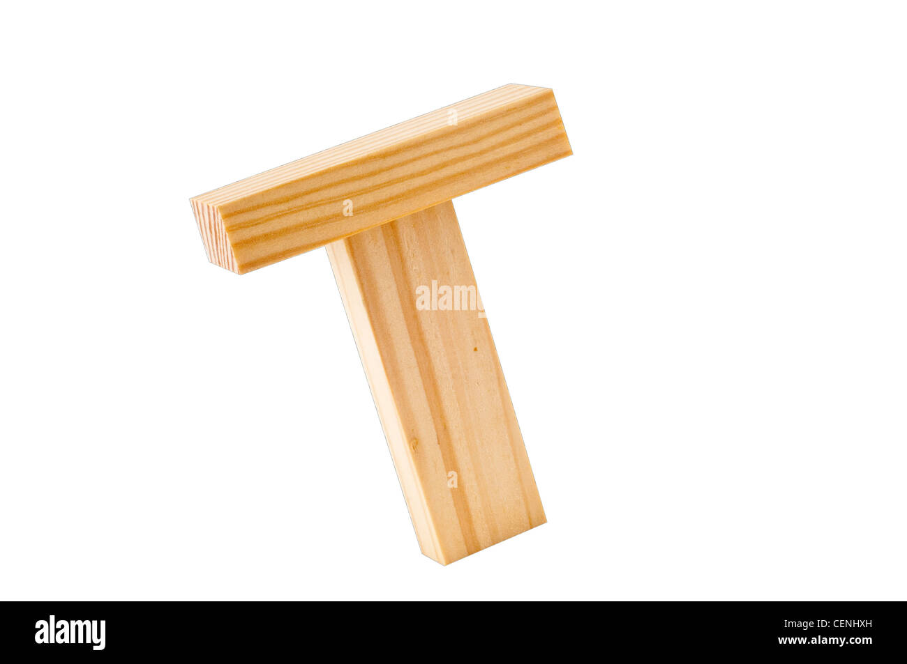 Bloc en bois simple en forme de T – pièce de jouet éducative minimaliste Banque D'Images