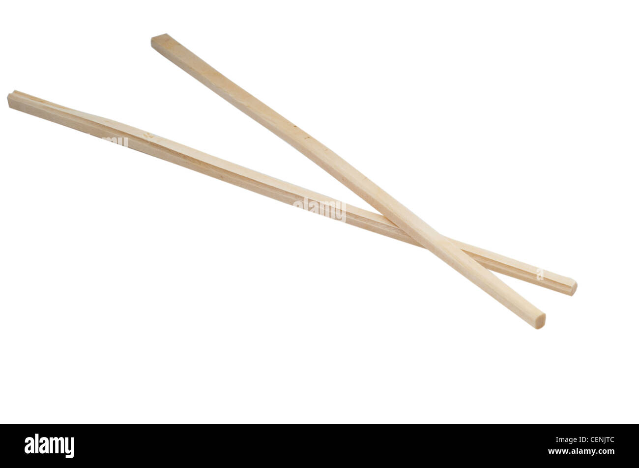 Paire de baguettes en bambou sur fond blanc Banque D'Images