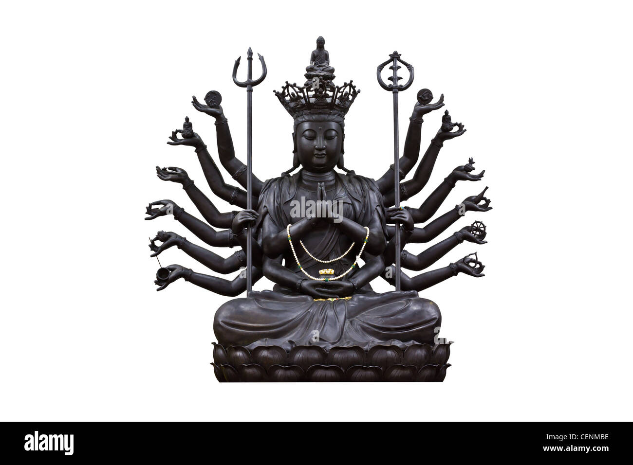 Les images de Guanyin noir sur fond blanc Banque D'Images