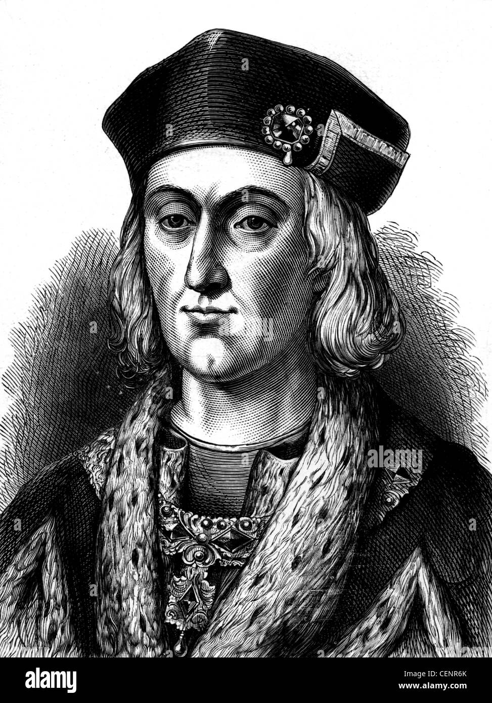 Henry VII Tudor (1457-1509) premier roi d'Angleterre à partir de 1485 la gravure sur bois, fin du XIX ème siècle - Londres Banque D'Images