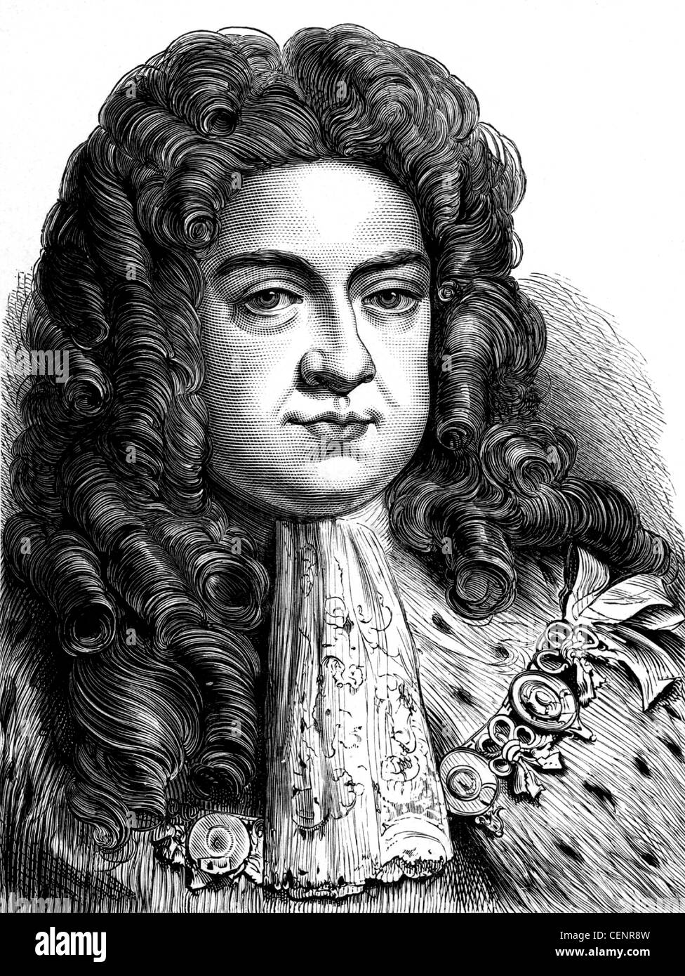 George I (1660-1727) Roi de Grande-Bretagne et d'Irlande de 1714, gravure sur bois fin du XIX ème siècle - Londres Banque D'Images