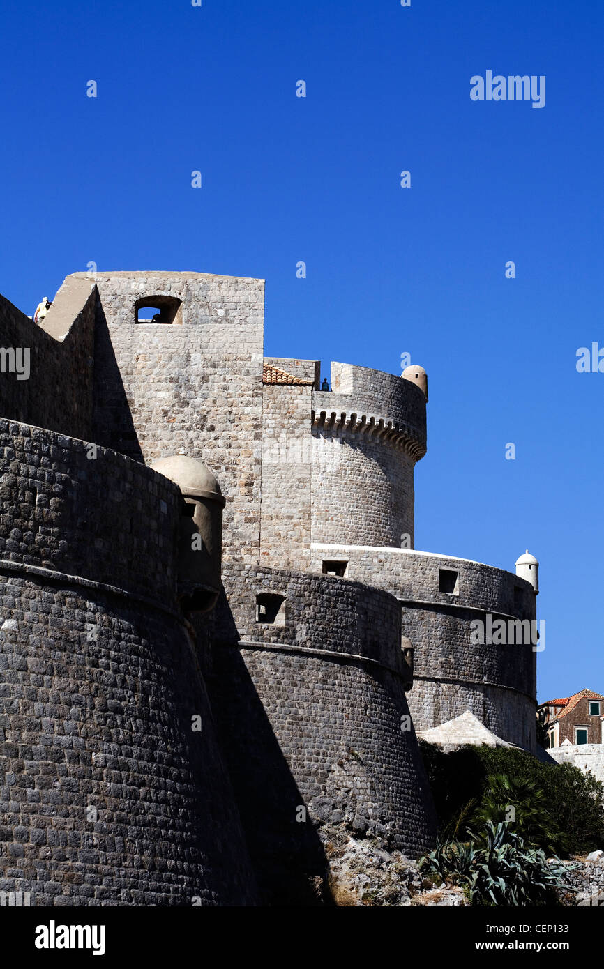 Les murs de la ville et Fort Minceta Dalmatie Dubrovnik Croatie Banque D'Images