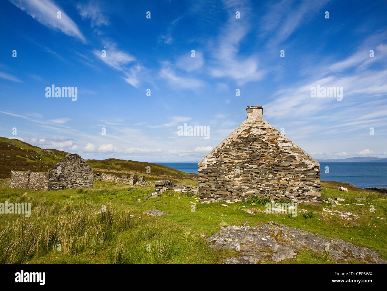 Le village abandonné de Riasg Buidhe sur la côte Est de l'Ecosse Argyll Colonsay, Colonsay Banque D'Images