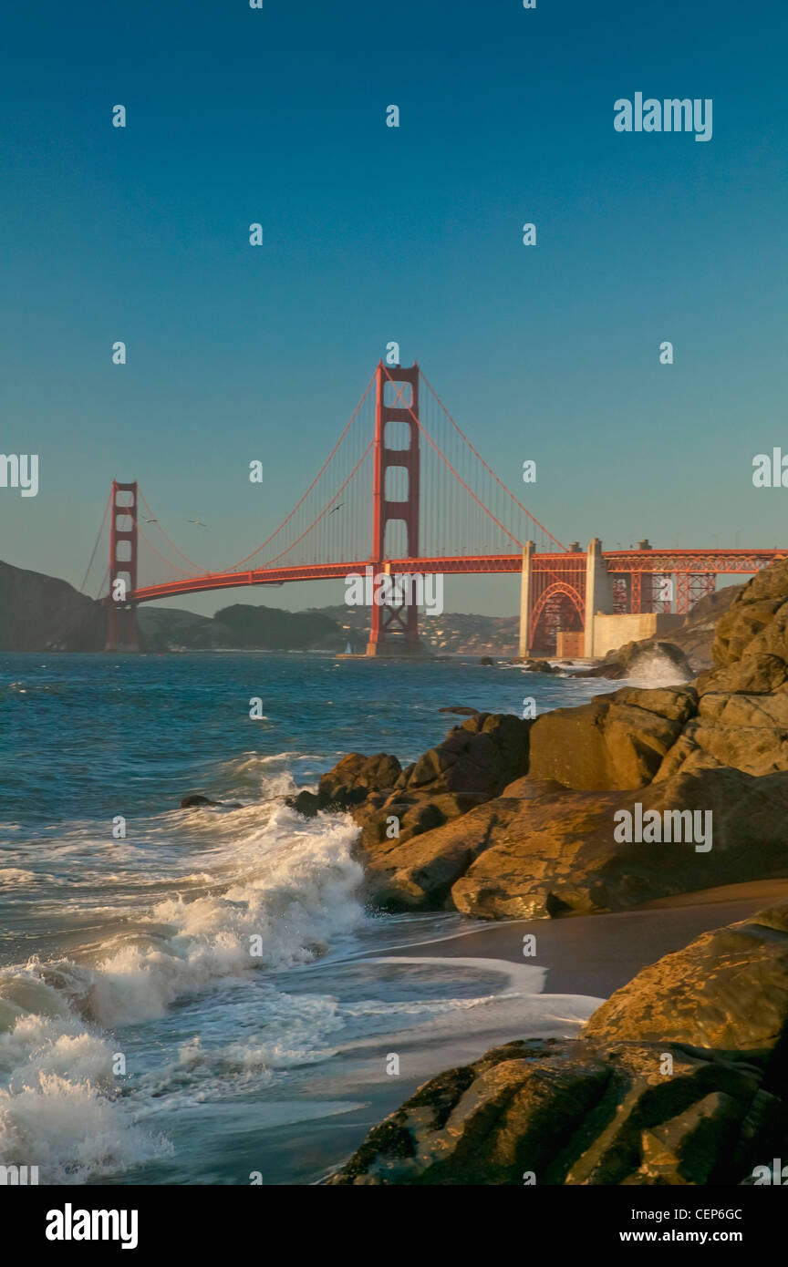 Golden Gate Bridge à partir de Baker beach, San Francisco, California, United States of America Banque D'Images