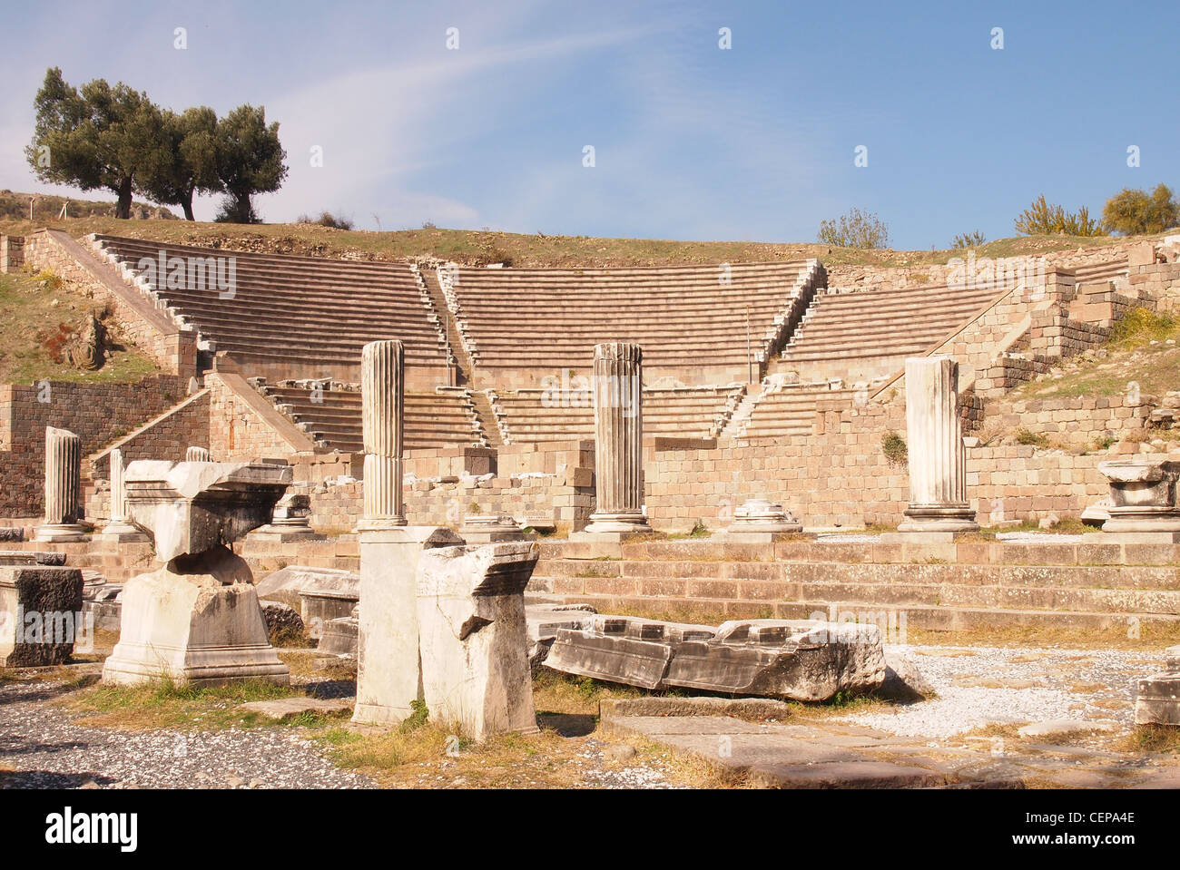 À l'Amphithéâtre antique Asclepion hôpital psychiatrique de Pergame, Turquie Banque D'Images