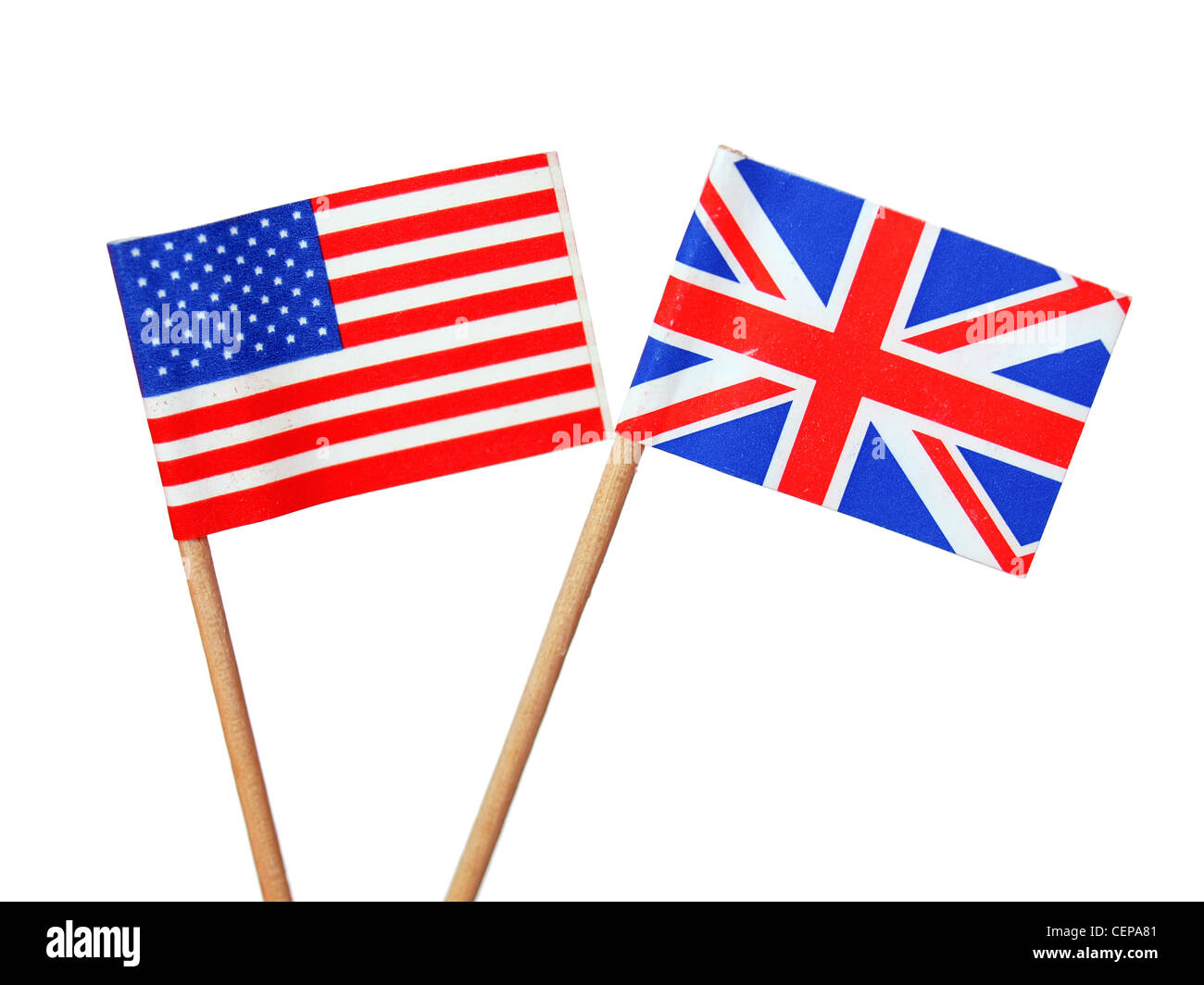 Drapeau USA et UK Union jack isolé Banque D'Images