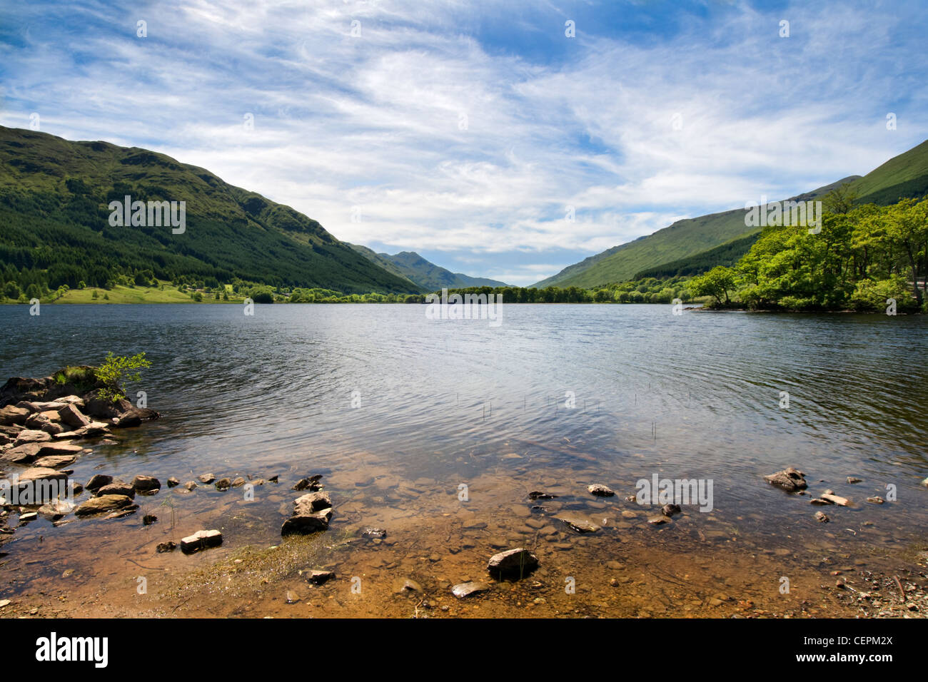 Voilà en Balquhidder glen Loch, partie du Loch Lomond et des Trossachs national park Central Scotland prises le jour d'amende Banque D'Images