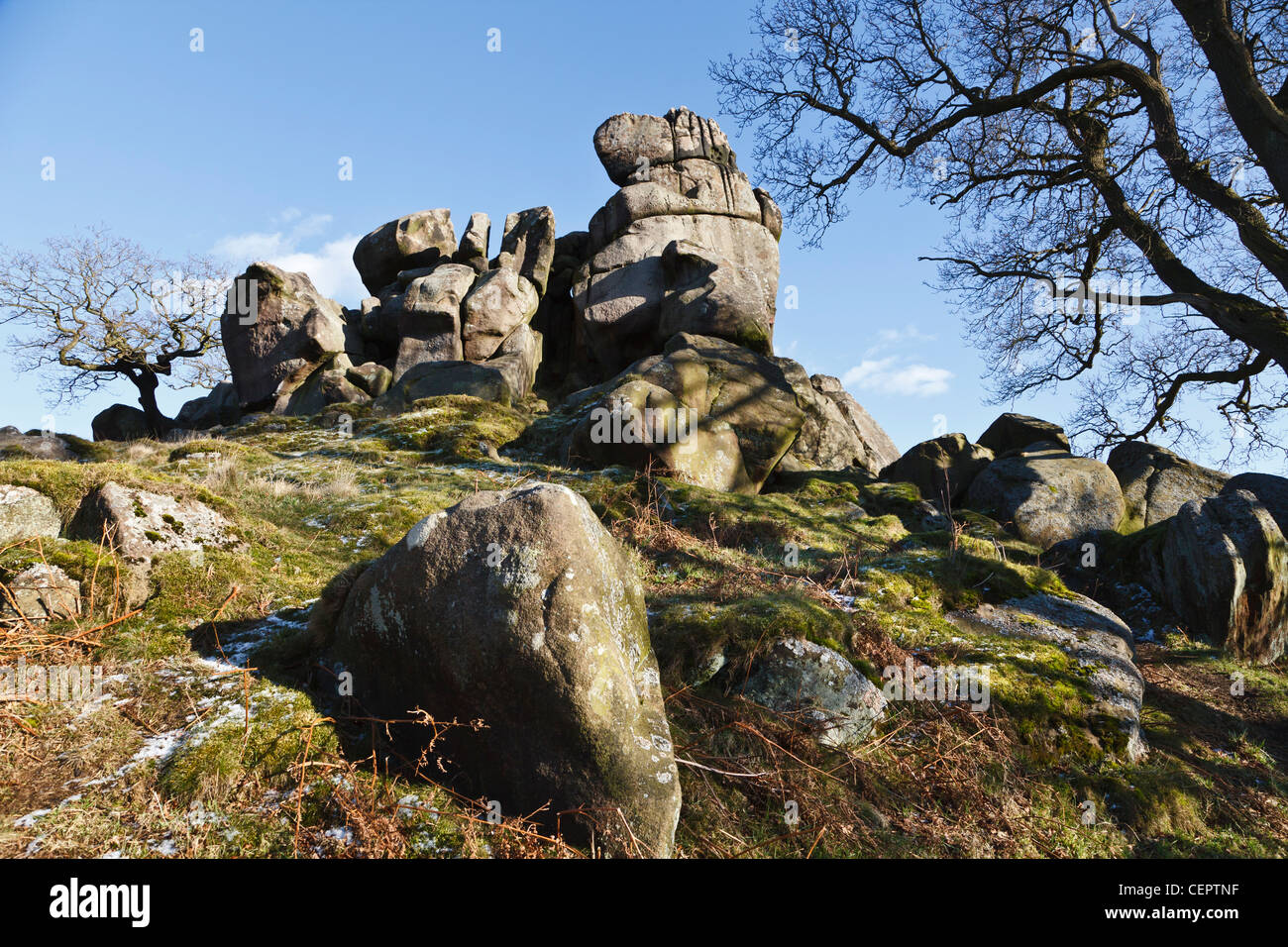 Robin Hood's Stride, parc national de Peak District, Derbyshire, Angleterre Banque D'Images