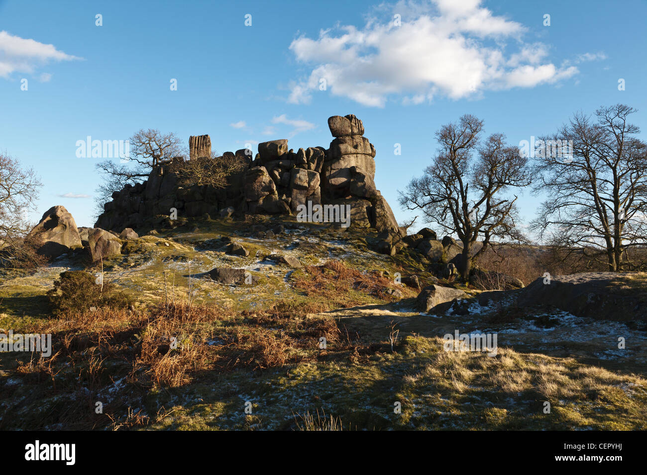 Robin Hood's Stride, parc national de Peak District, Derbyshire, Angleterre Banque D'Images