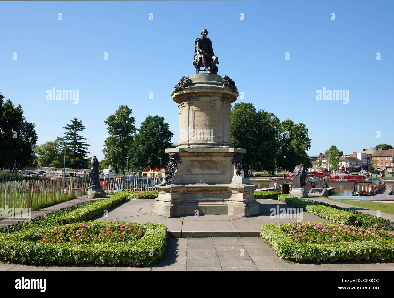 Le Gower à Bancroft Memorial Gardens dispose d' une statue de William Shakespeare et quatre personnages de ses pièces représentant Banque D'Images