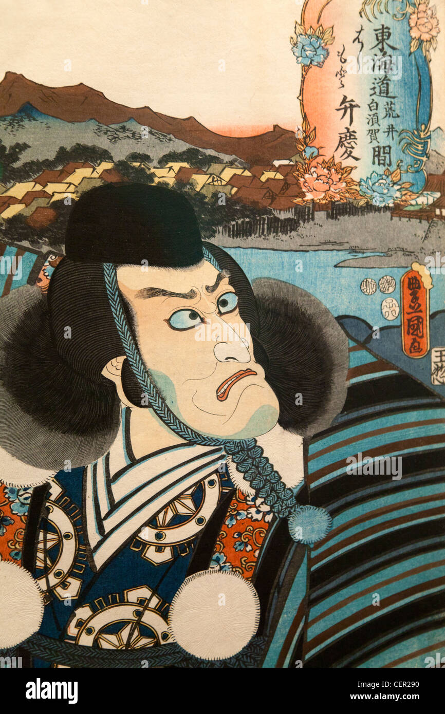 Estampe Kunisada de célèbres acteurs de Kabuki 2- l'Ashmolean Museum à Oxford Banque D'Images