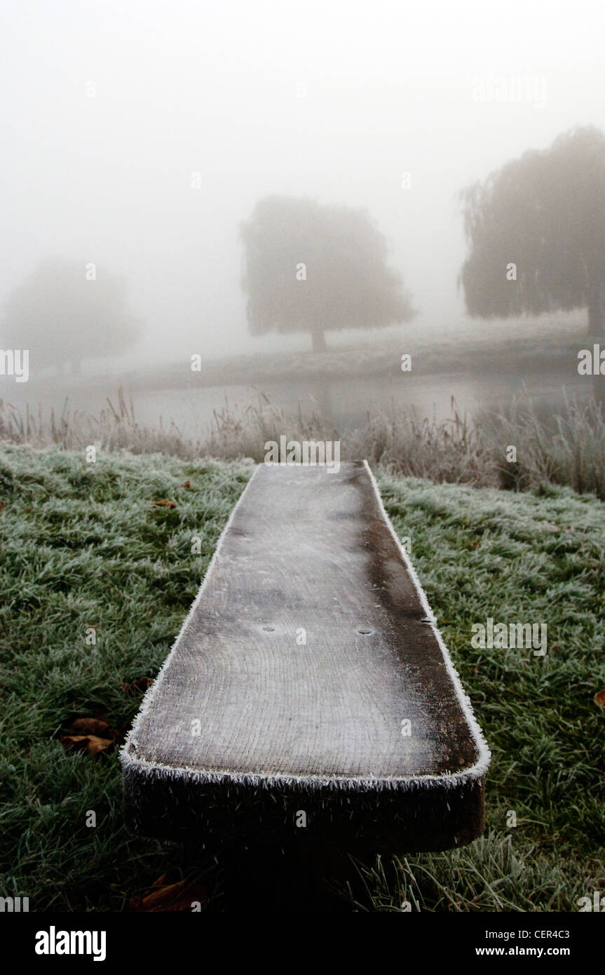 Frosty, matin brumeux dans Home Park. Banque D'Images