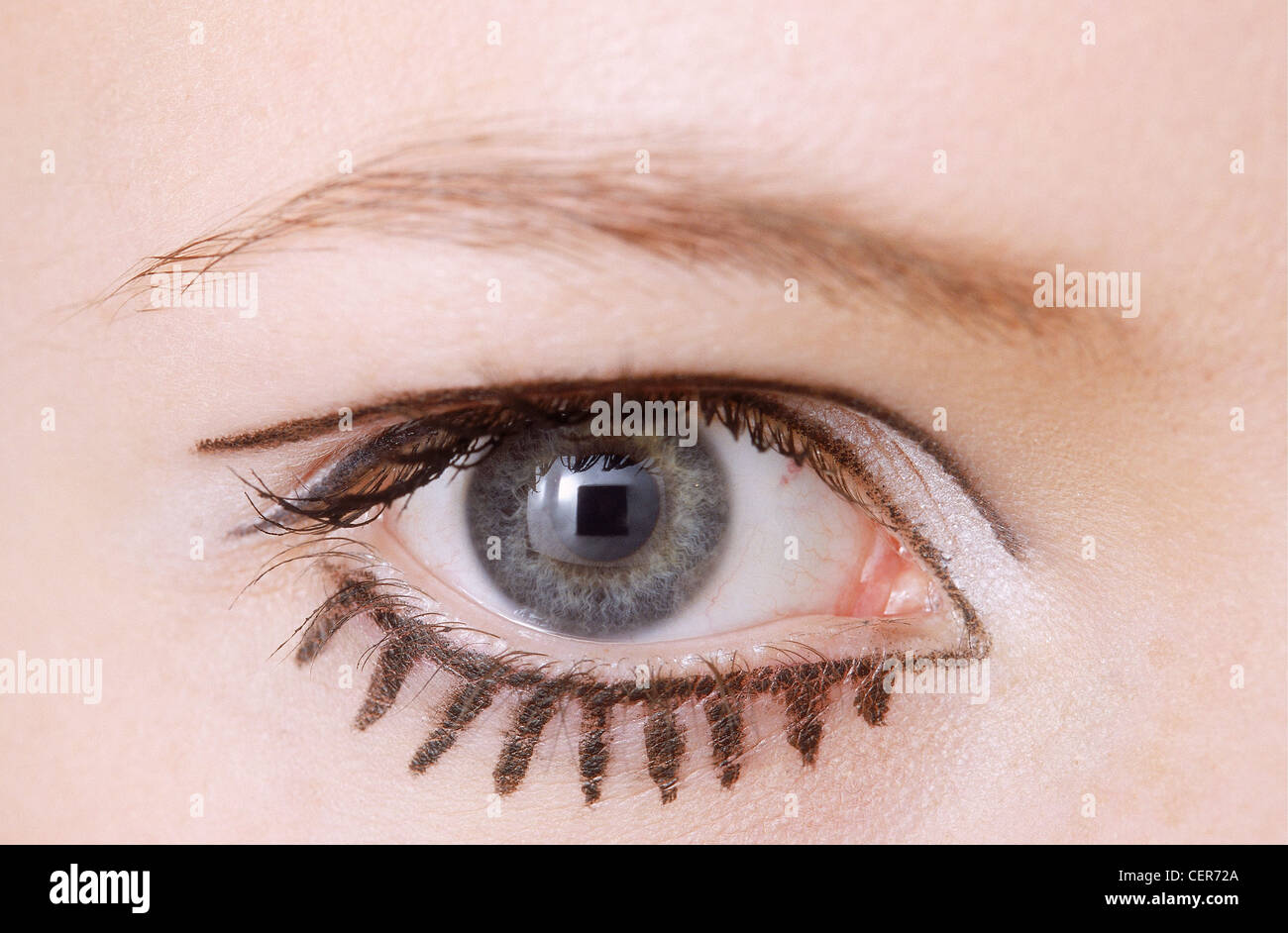 Backstage Chanel Paris Prêt à Porter Automne Hiver 1960 Le maquillage des yeux Banque D'Images