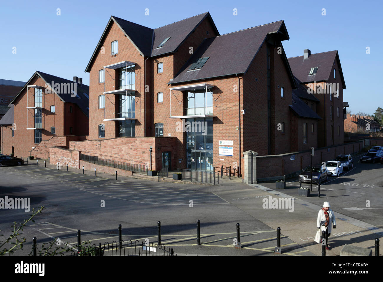 La Guildhall dans Frankwell Quay, Shrewsbury Shrewsbury Centre aujourd'hui l'université. Banque D'Images