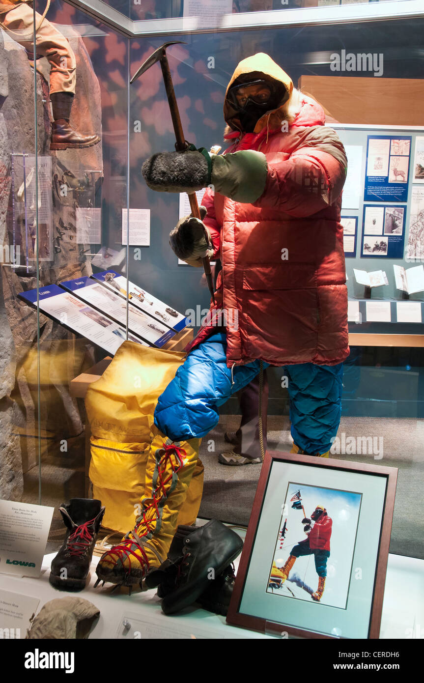 Jim Whittaker's costume d'escalade de l'Everest, Bradford Washburn Alpinisme American Museum, Golden, Colorado. Banque D'Images