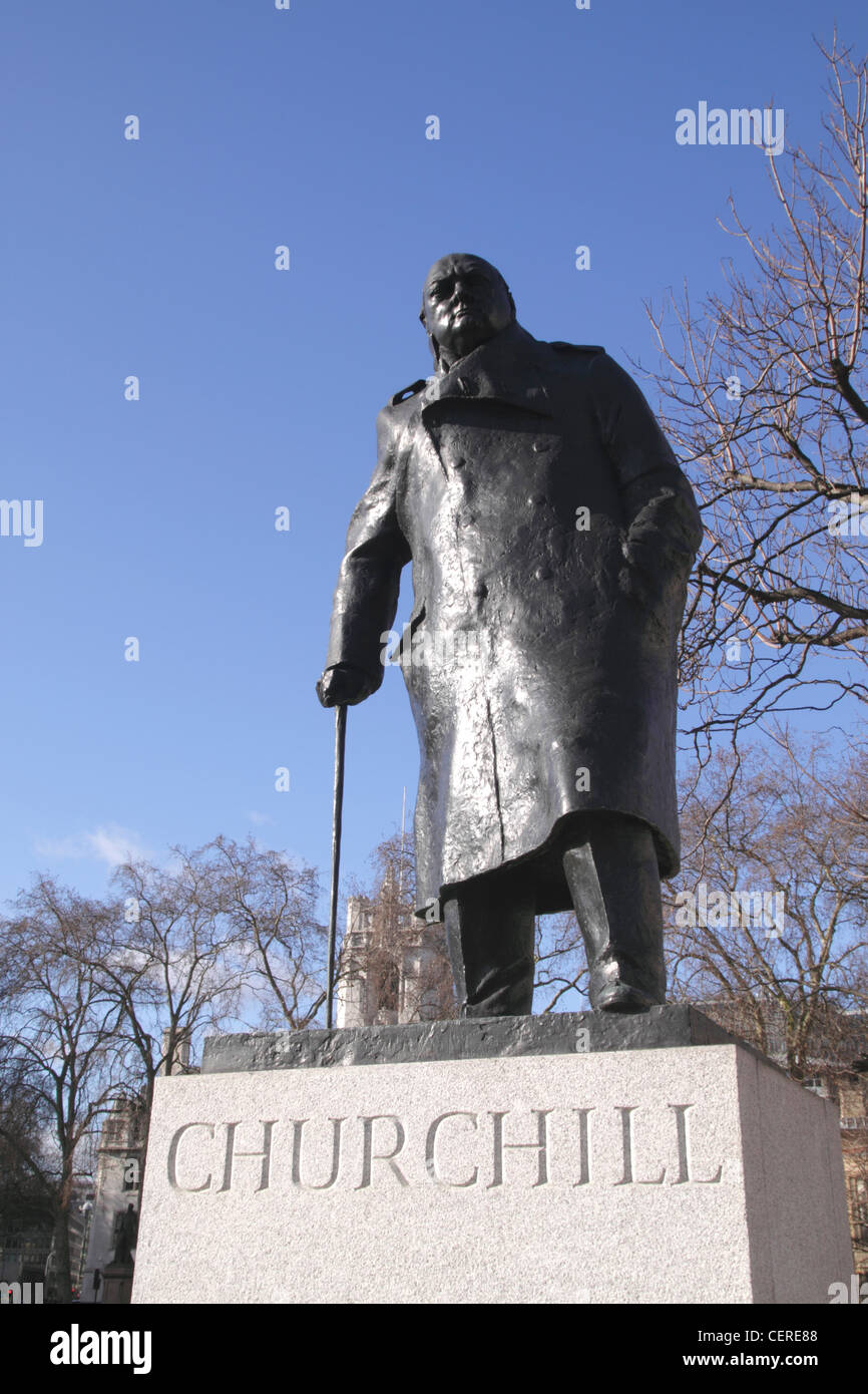 Statue de Winston Churchill, Parliament Square Westminster London Banque D'Images