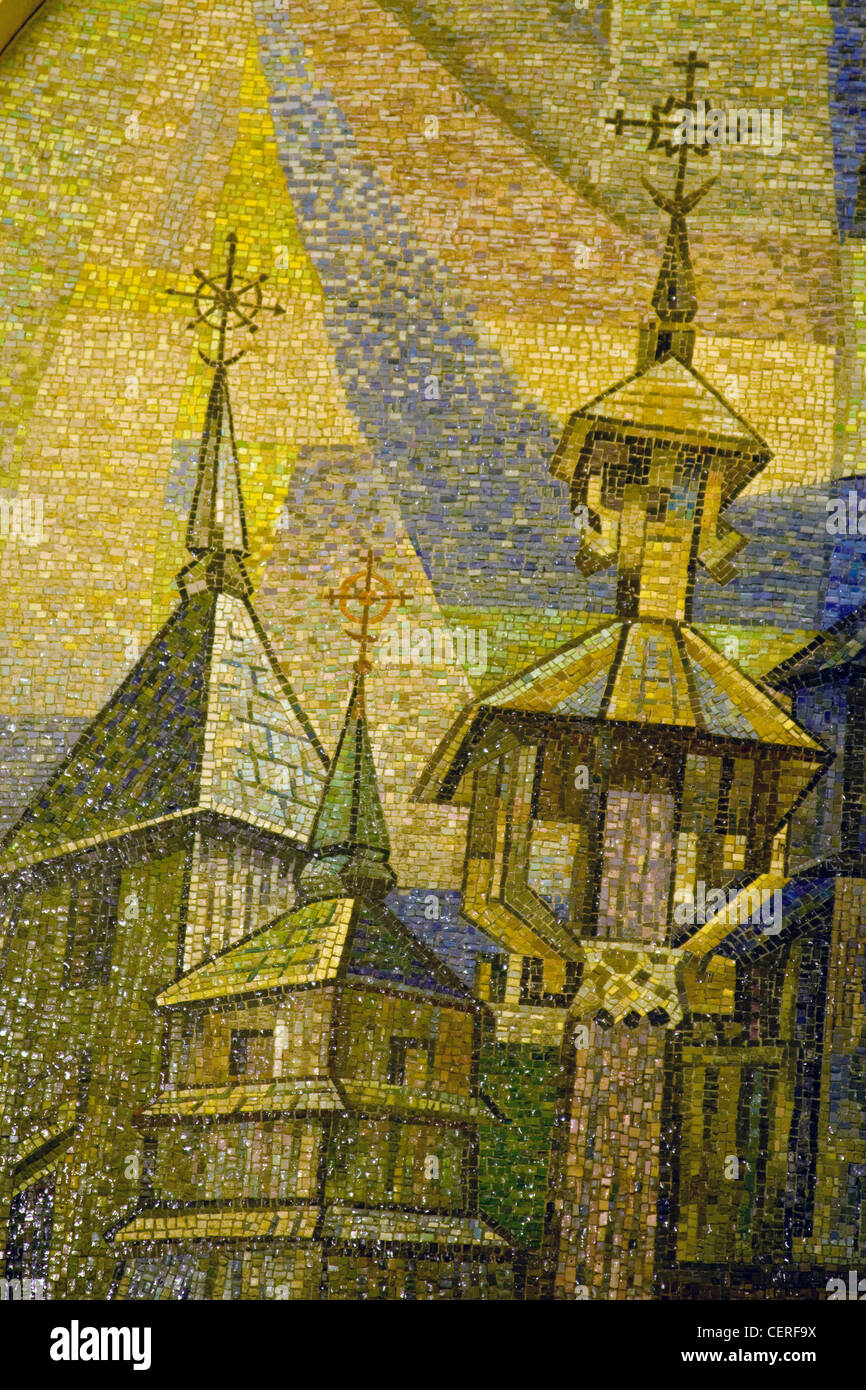 Céramique carreaux médaillon ecclésiastique médiévale art - Basilique du Sanctuaire national de l'Immaculée Conception de Washington DC Banque D'Images