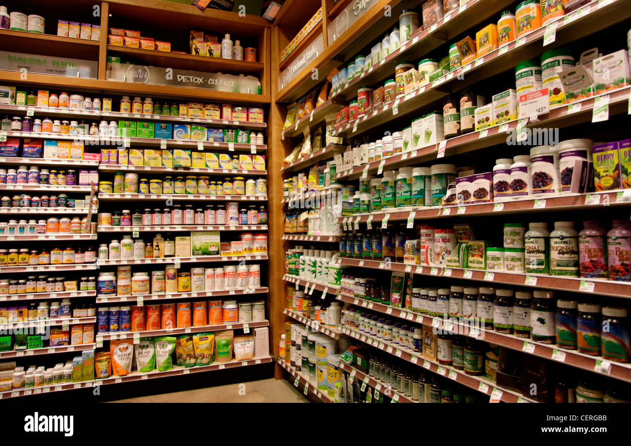 Les vitamines en vente en supermarché USA Banque D'Images