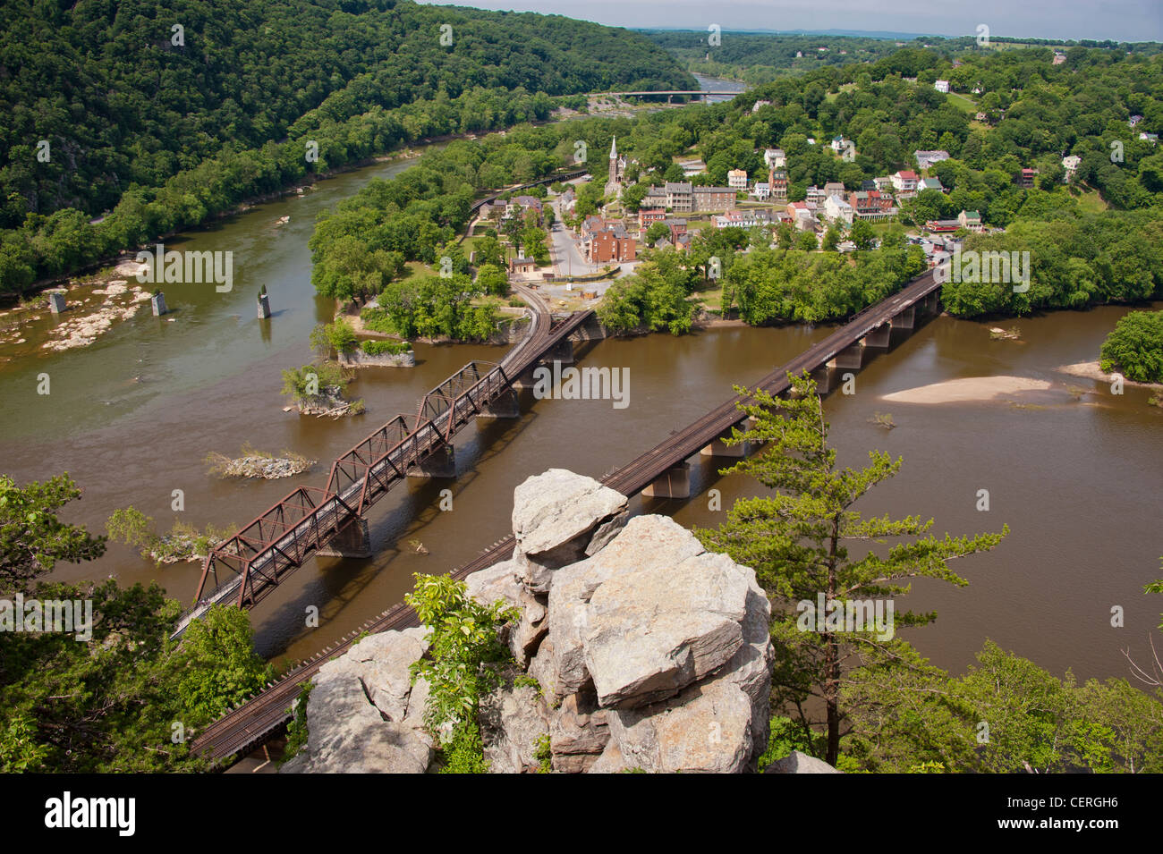 Avis de Harper's Ferry de Maryland Heights Banque D'Images