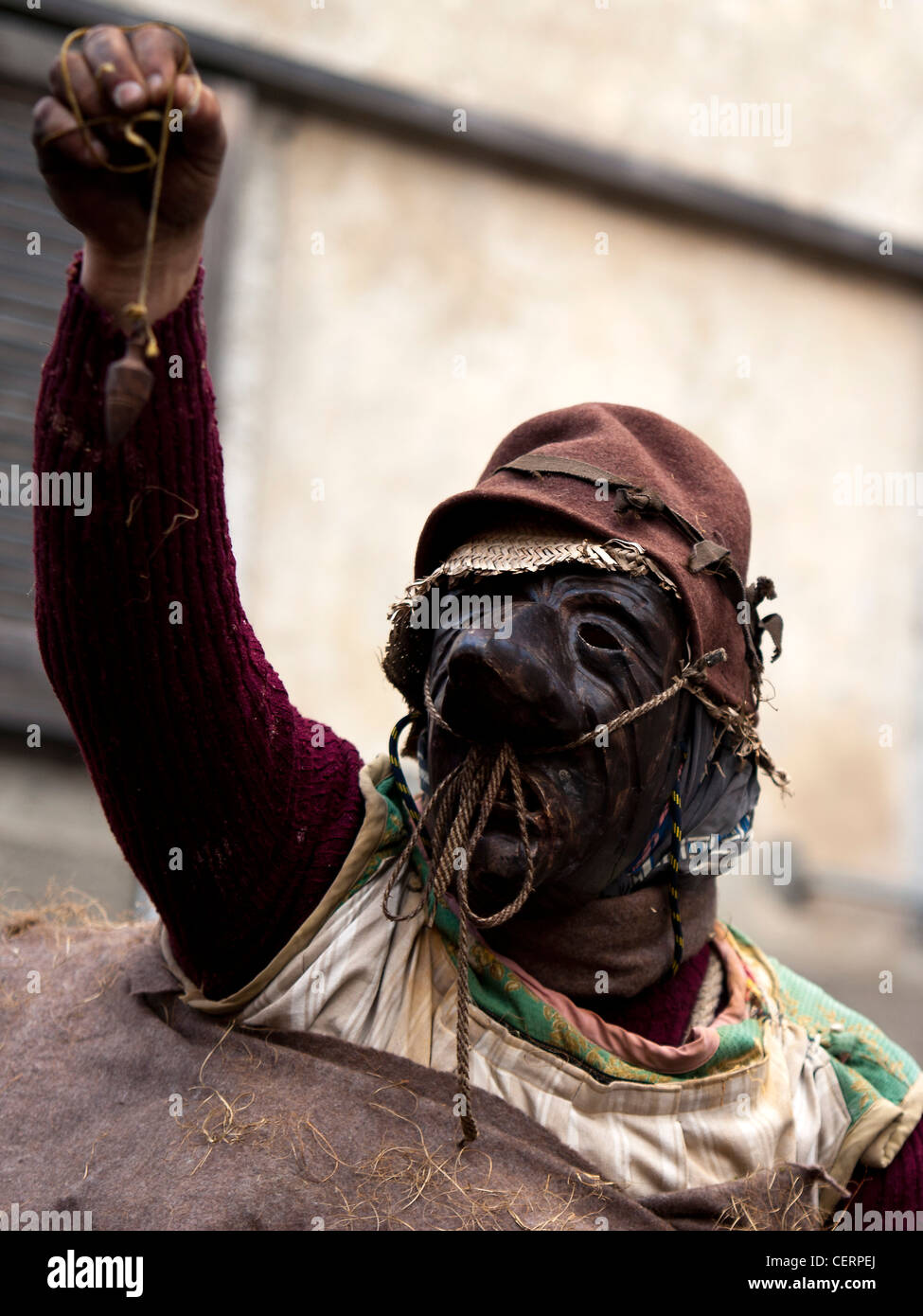 Masque de carnaval typique de Schignano, lac de Côme, Lombardie, Italie Banque D'Images
