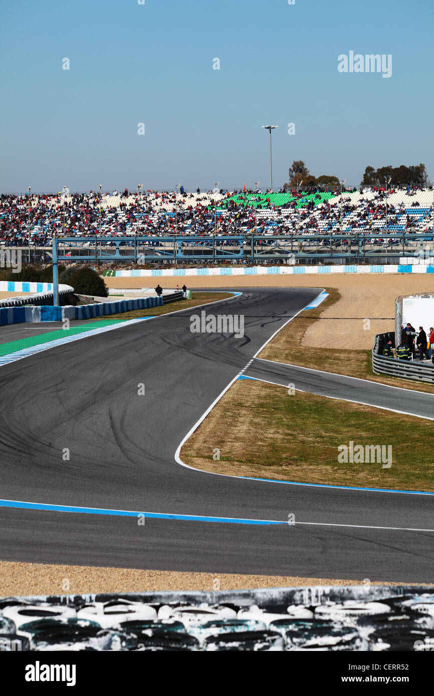 Piste de course Moto GP F1 pendant les essais d'hiver Andalousie Espagne Banque D'Images
