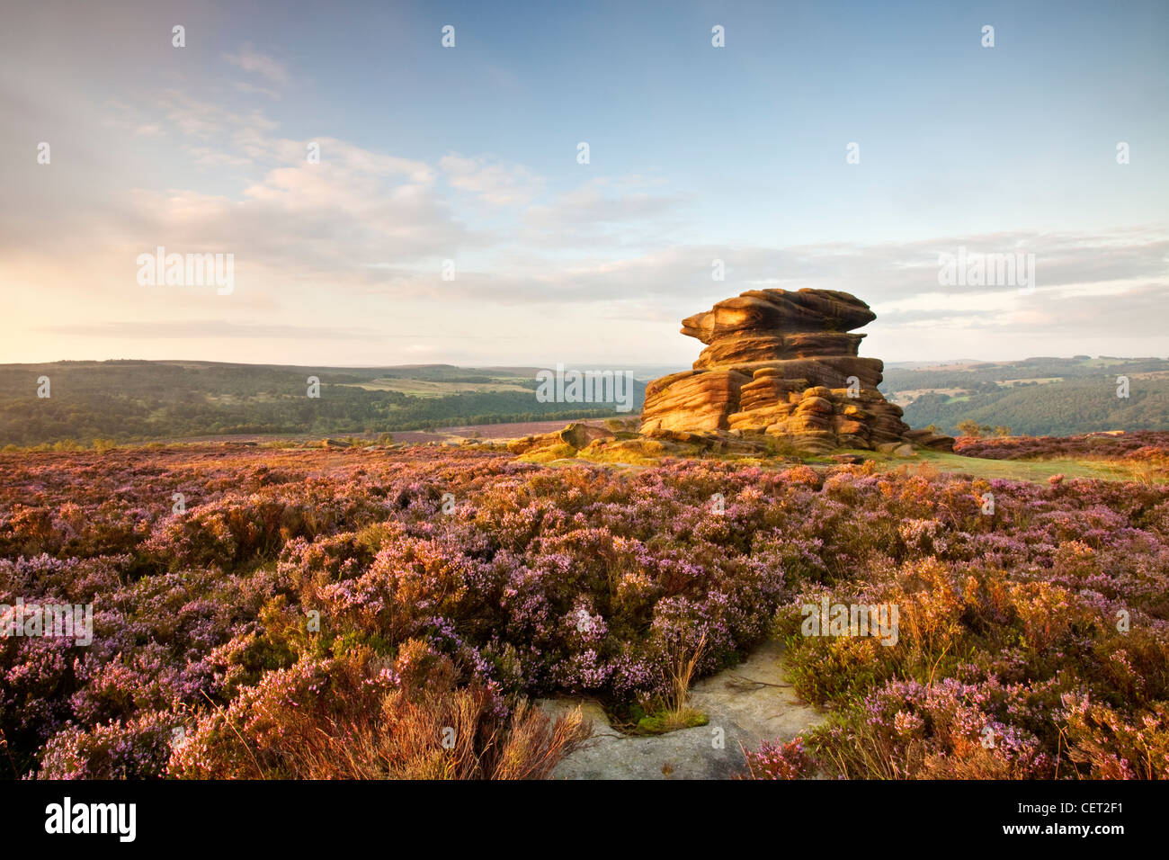 La mère, un éperon rocheux sur Owler Tor dans le parc national de Peak District. Banque D'Images
