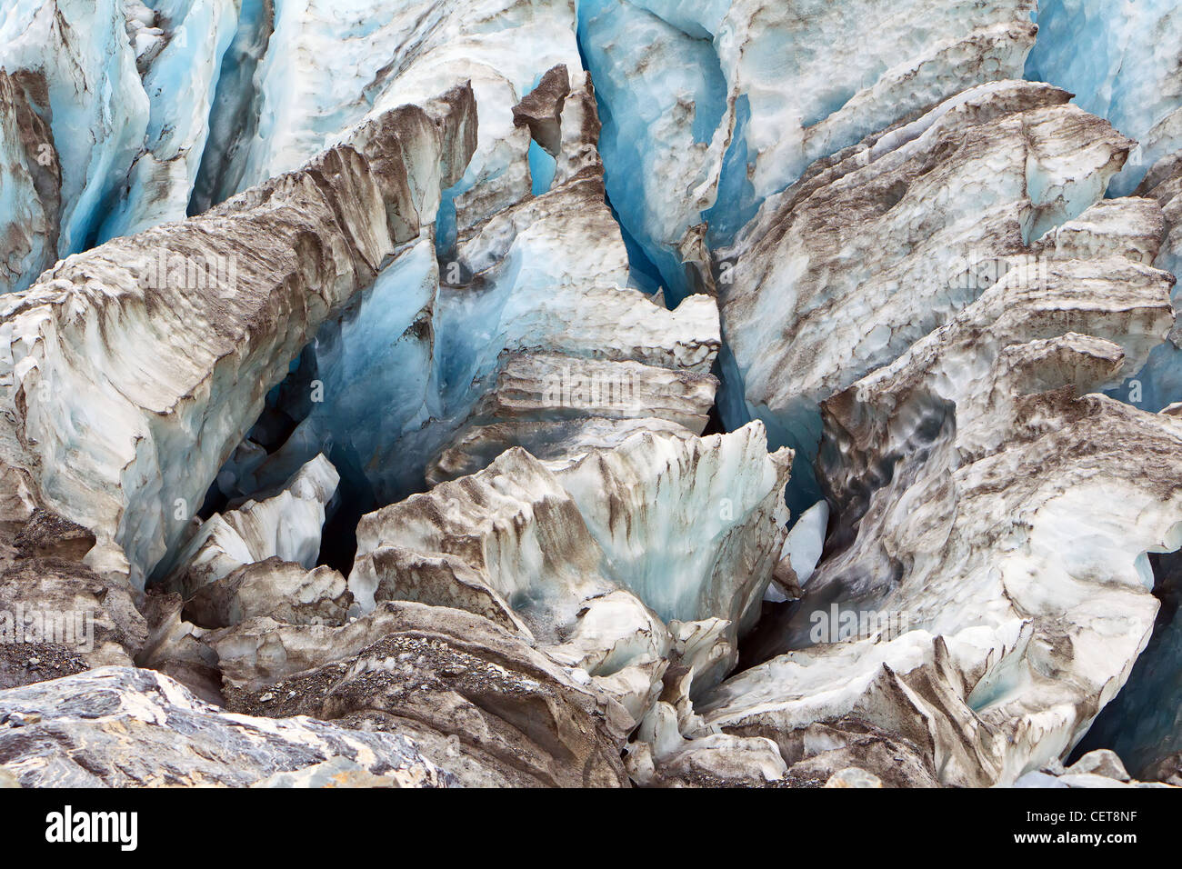 Formations de glace Glacier Fox Banque D'Images