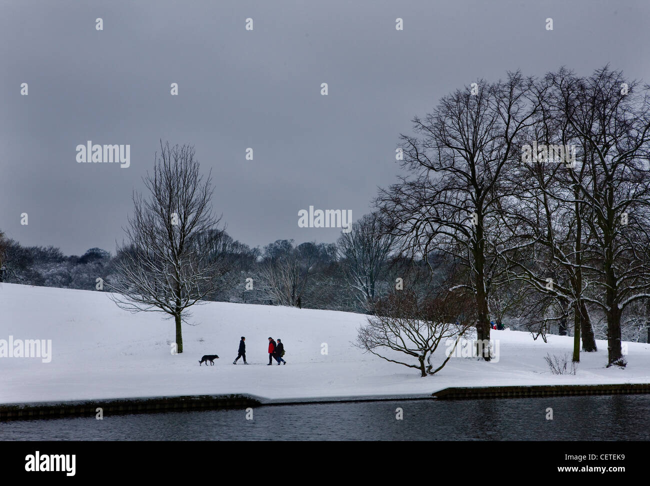 La colline du Parlement devient un jeu d'hiver sur la neige couverts, Londres Hampstead Heath Banque D'Images