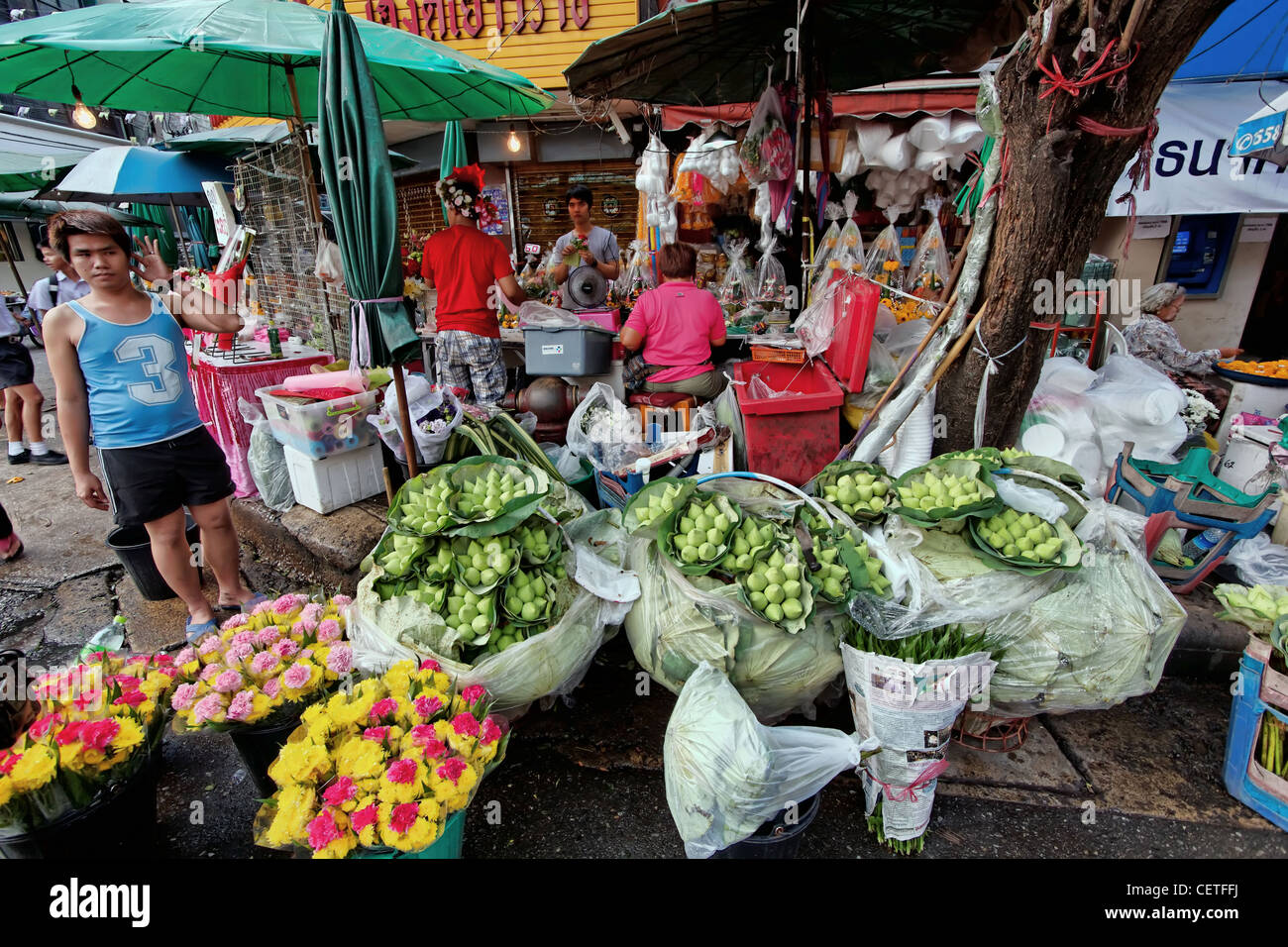 Marché aux Fleurs de Bangkok, Thaïlande Banque D'Images