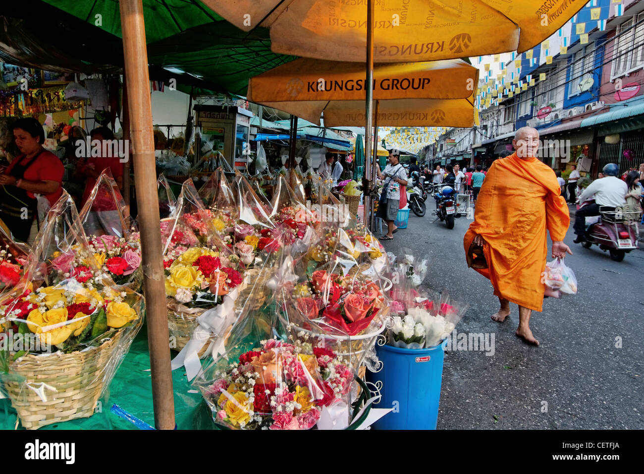 Marché aux Fleurs de Bangkok, Thaïlande Banque D'Images
